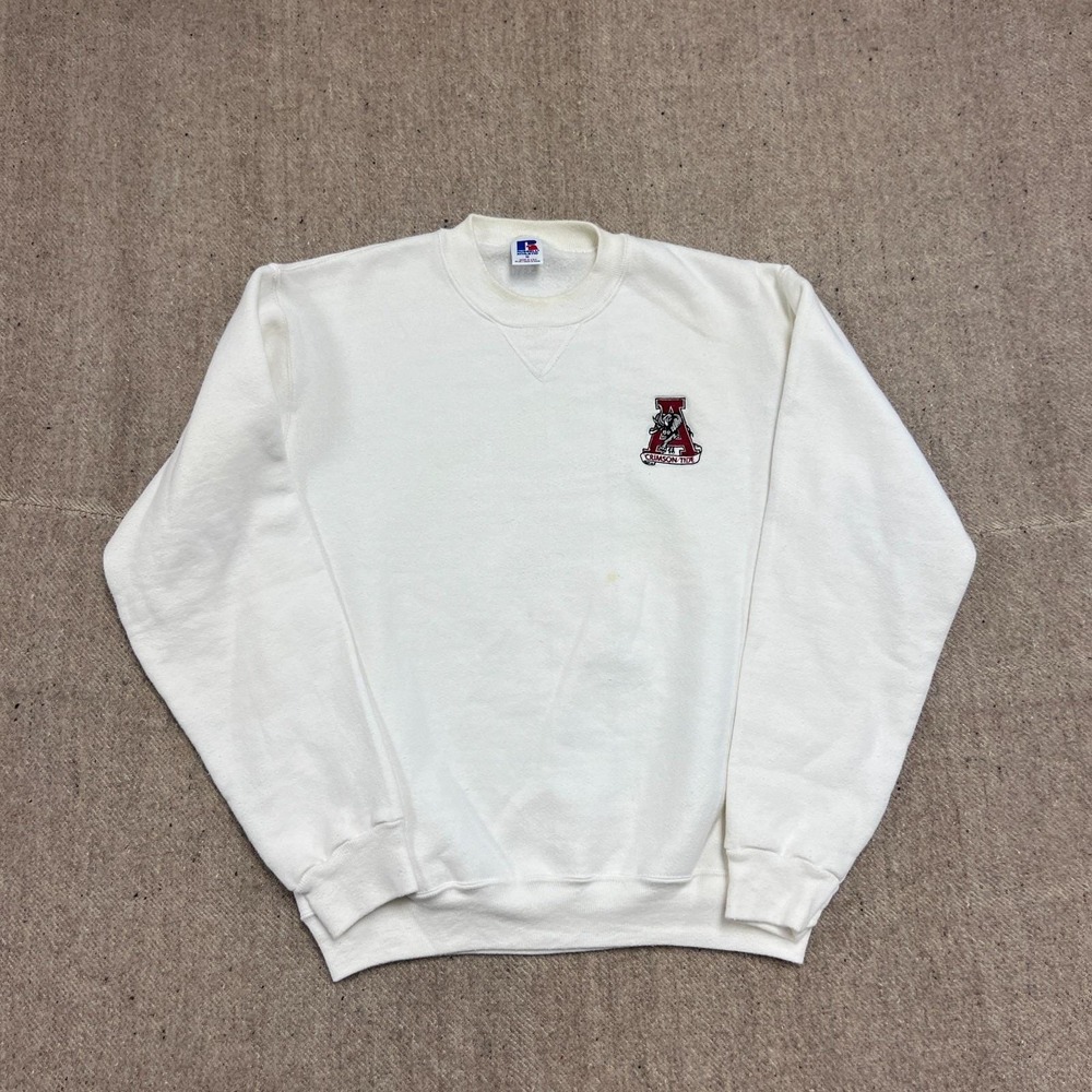 Vintage University Of Alabama Crimson Tide Sweatshirt Medium White 80s Russell